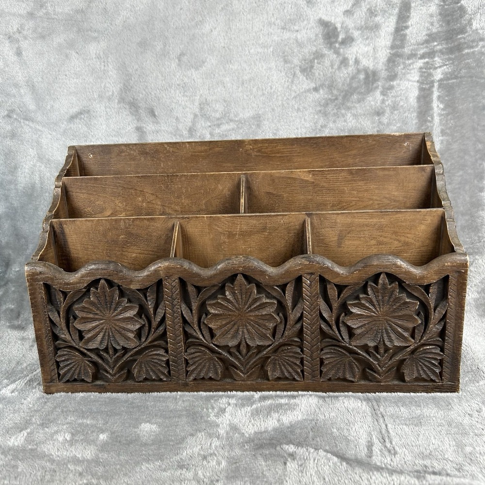 Vintage Lerner Faux-Wood‎ Letter Holder Desk Top Organizer Boho Chic Cottagecore